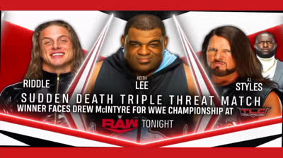 RIDDLE VS KEITH LEE VS AJ STYLES - RAW 30 DE NOVIEMBRE DE 2020