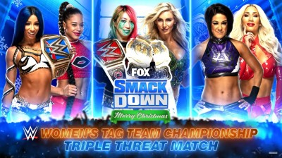 Asuka y Charlotte Flair Vs Sasha Banks y Bianca Belair Vs Bayley y Carmella - Elimination Tag Team Match - Campeonatos Femeninos en Parejas de WWE - SmackDown 25/12/2020