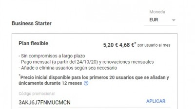 Código promocional Google Workspace GRATIS Starter y Standard - Desamark