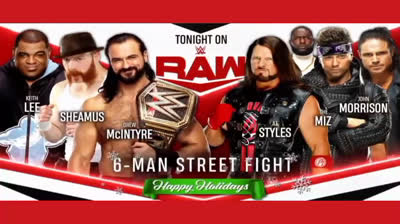 KEITH LEE , SHEAMUS , DREW MCINTYRE VS AJ STYLES , THE MIZ , JOHN MORRISON - RAW 21 DE DICIEMBRE DE 2020