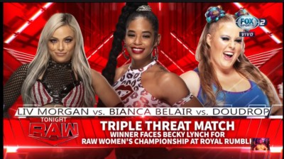 Liv Morgan Vs Bianca Belair Vs Doudrop - RAW 10/01/2022