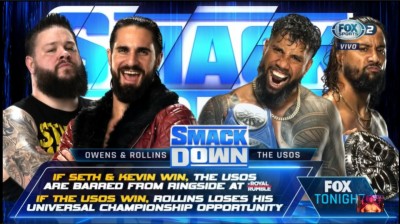 Seth "Freakin" Rollins y Kevin Owens Vs The Usos - SmackDown 21/01/2022