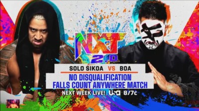 Solo Sikoa Vs Boa - No Disqualification Falls Count Anywhere - NXT 2.0 25/01/2022