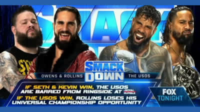 KEVIN OWENS & SETH ROLLINS VS THE USOS - SMACK DOWN 21 DE ENERO DE 2022
