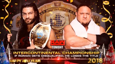 Roman Reigns Vs Samoa Joe - Campeonato Intercontinental - RAW 01/01/2018