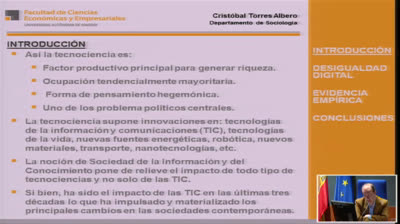 18. Brechas digitales e inclusión social (Cristóbal Torres). Tercer panel de debate Los retos de la inclusión social en las democracias avanzadas